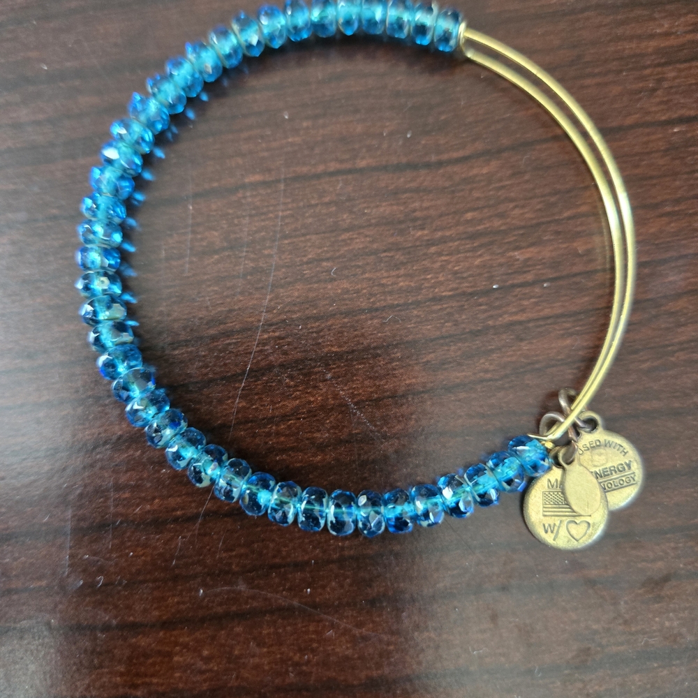 Alex and Ani Blue and Gold Beaded Bracelet